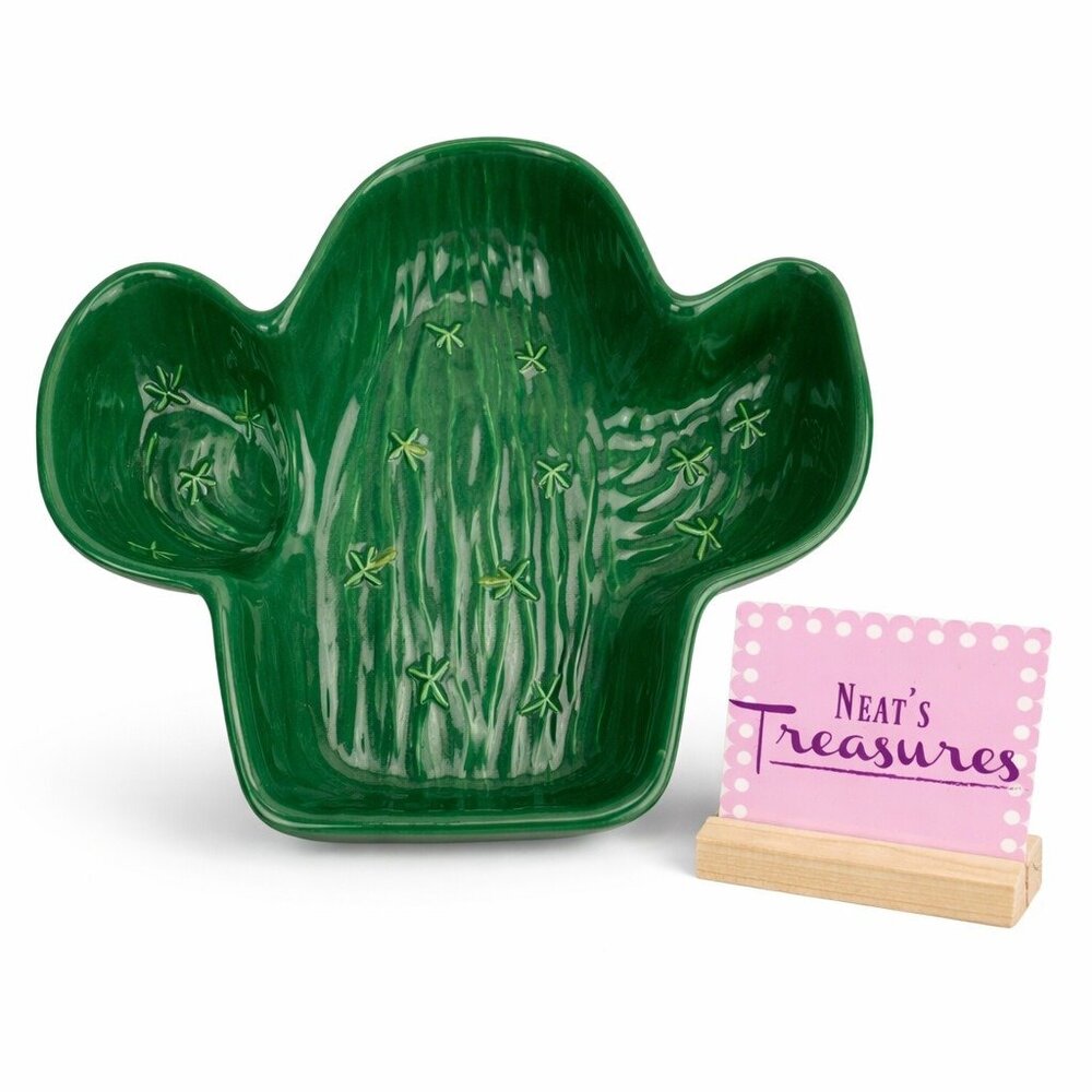 80's Treasure Craft Pottery CACTUS Shape Green Southwestern Ceramic Party Bowl